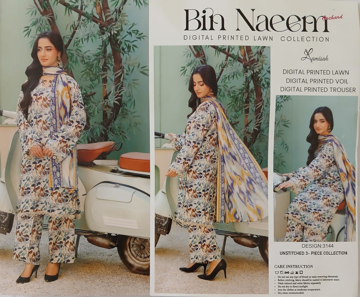Premium Lawn 3 Piece Digital Printed Suit for Summer – All Over Print Shalwar Kameez with Matching Dupatta | Summer Collection 2026 | Aladeen Fabrics