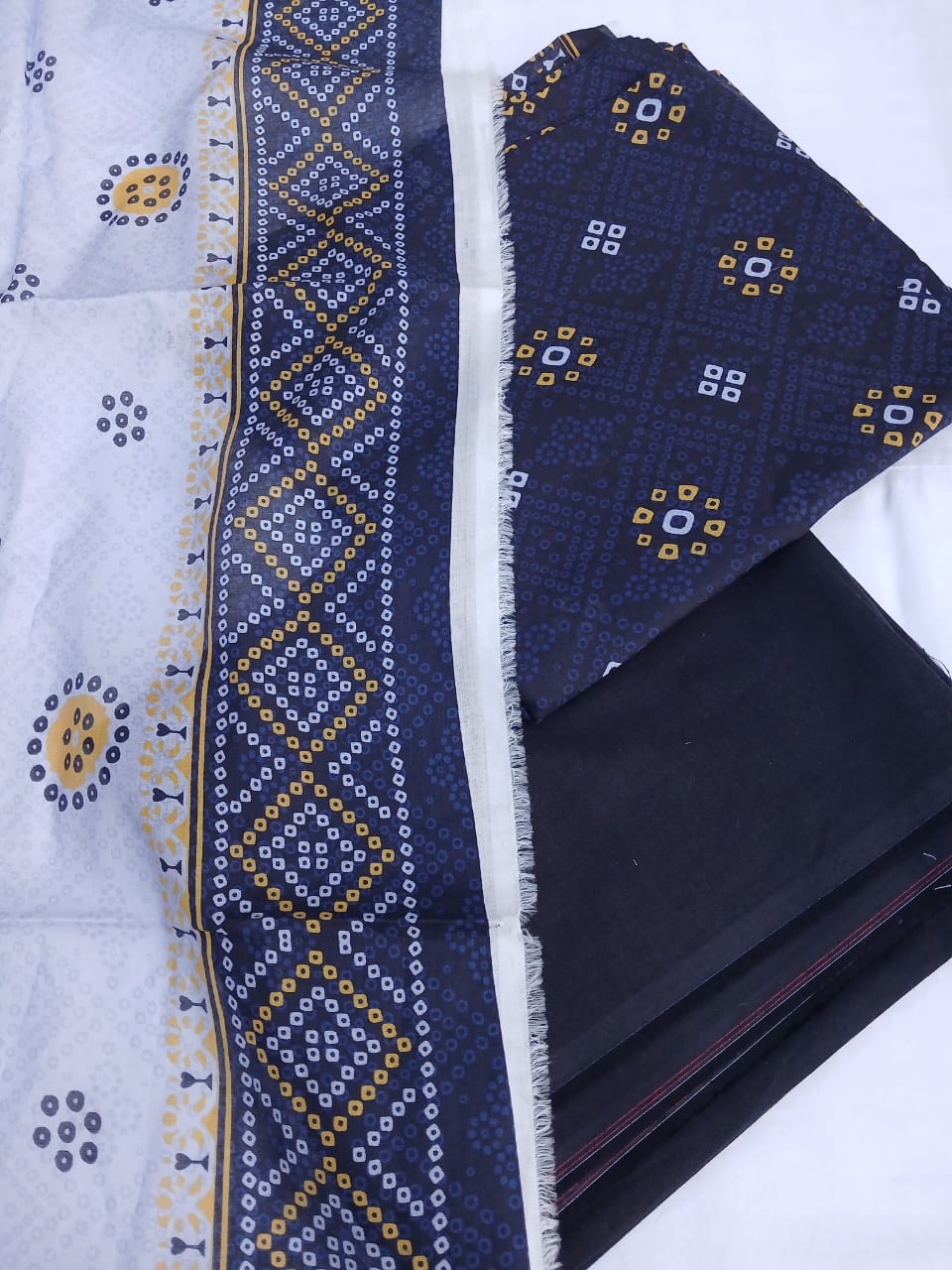 Aladeen Fabrics | Almeera Bellissima Vol 2 Printed Lawn 3 Piece Suit for Women – Navy Blue & Lavender Summer Dress