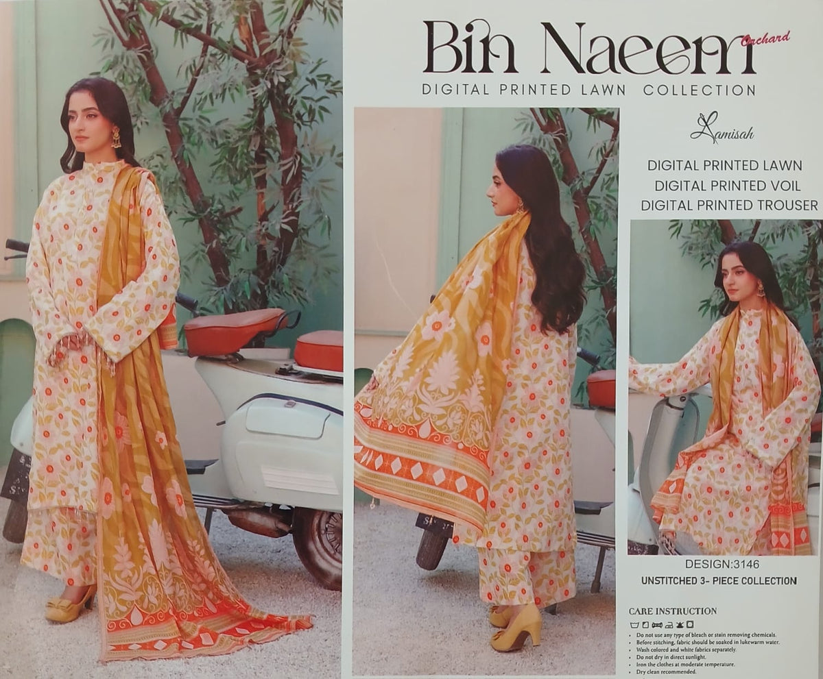 Digital Printed Lawn 3 Piece Suit – Premium Unstitched Shalwar Kameez with Voile Dupatta | Summer Collection 2026 | Aladeen Fabrics