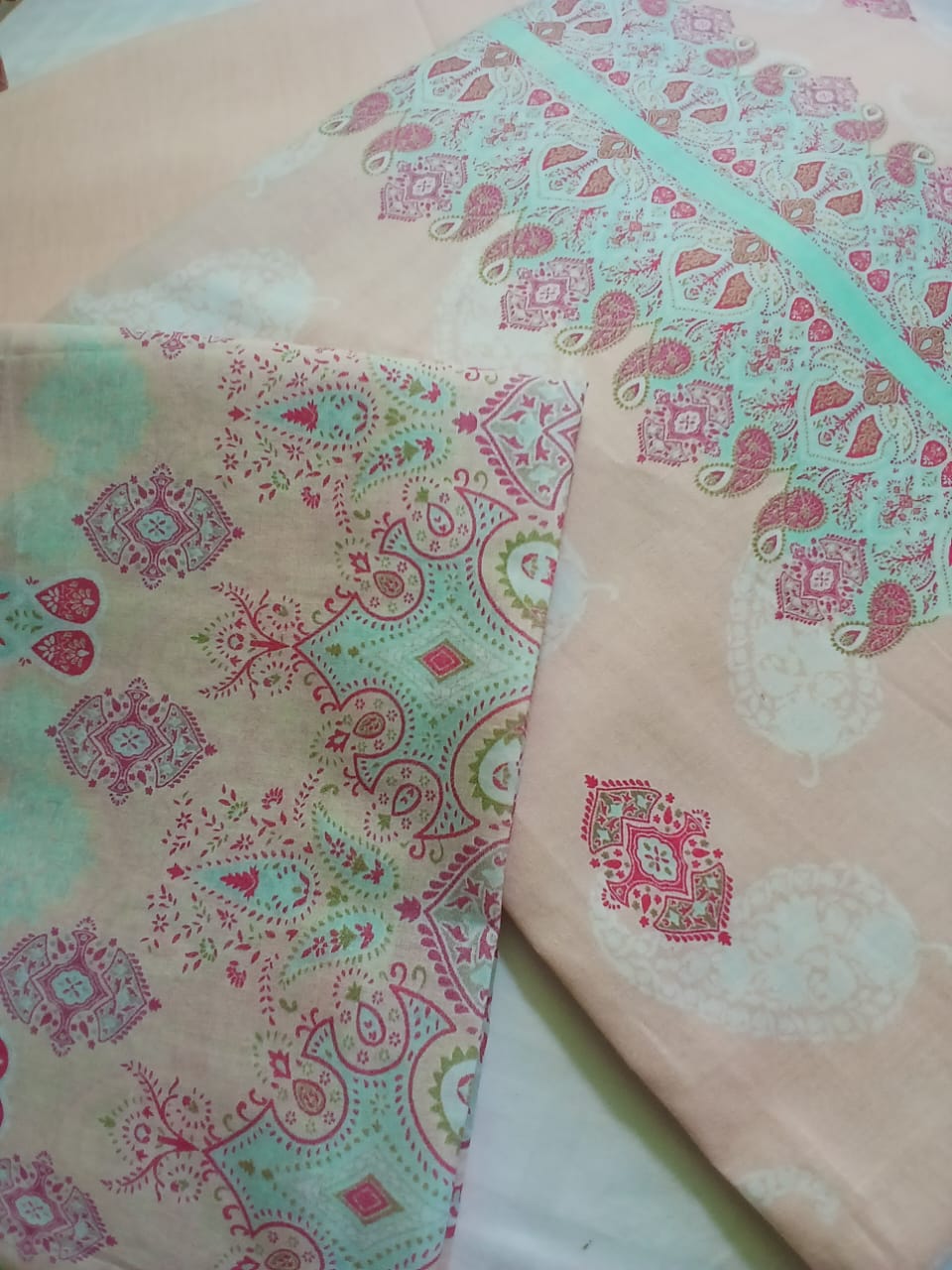 GulAhmed 3-Piece Peach & Pink Printed Summer Lawn Suit with Lawn Dupatta | Aladeen Fabrics