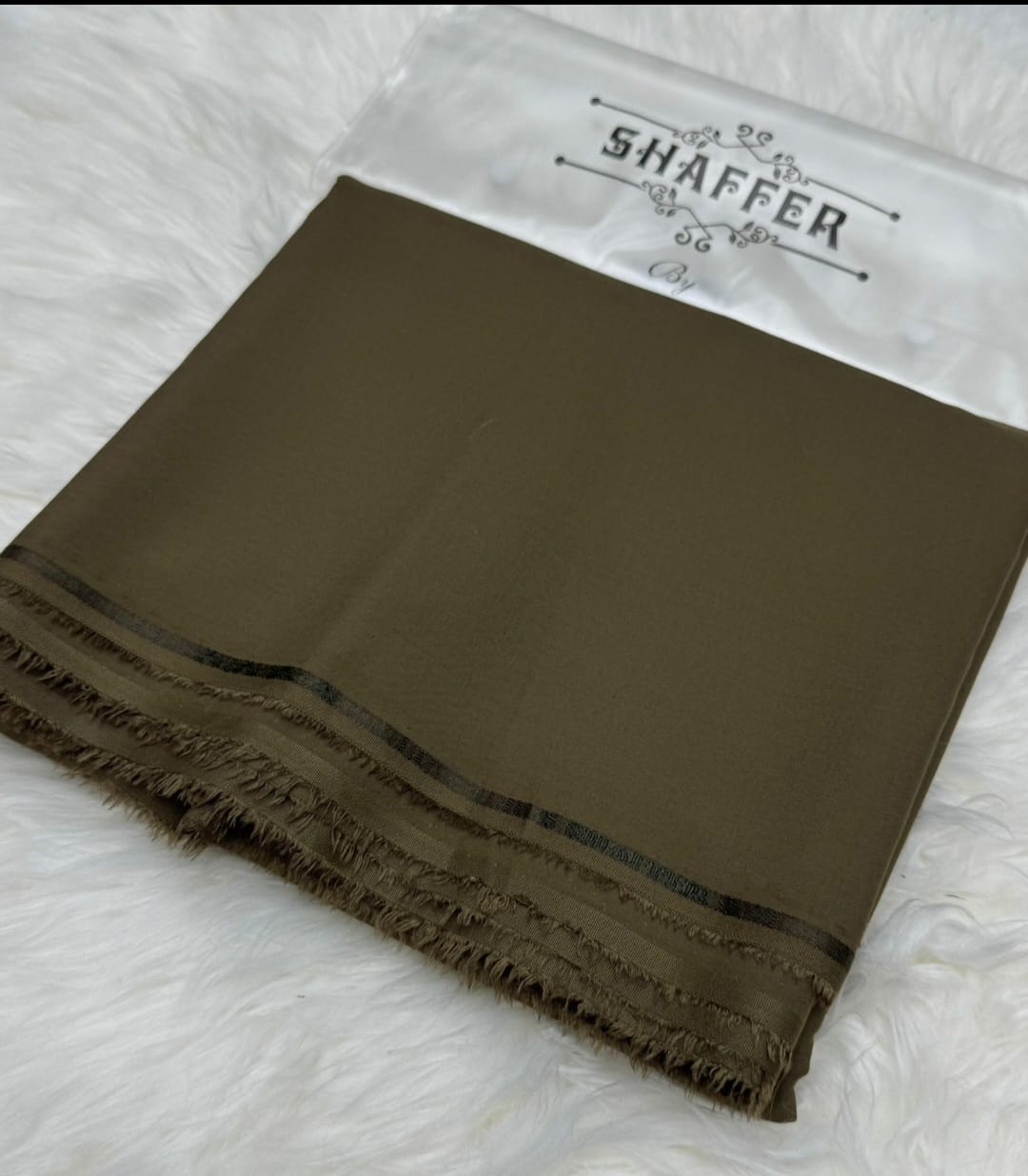 Shaffer By Grace olive green wash and wear fabric