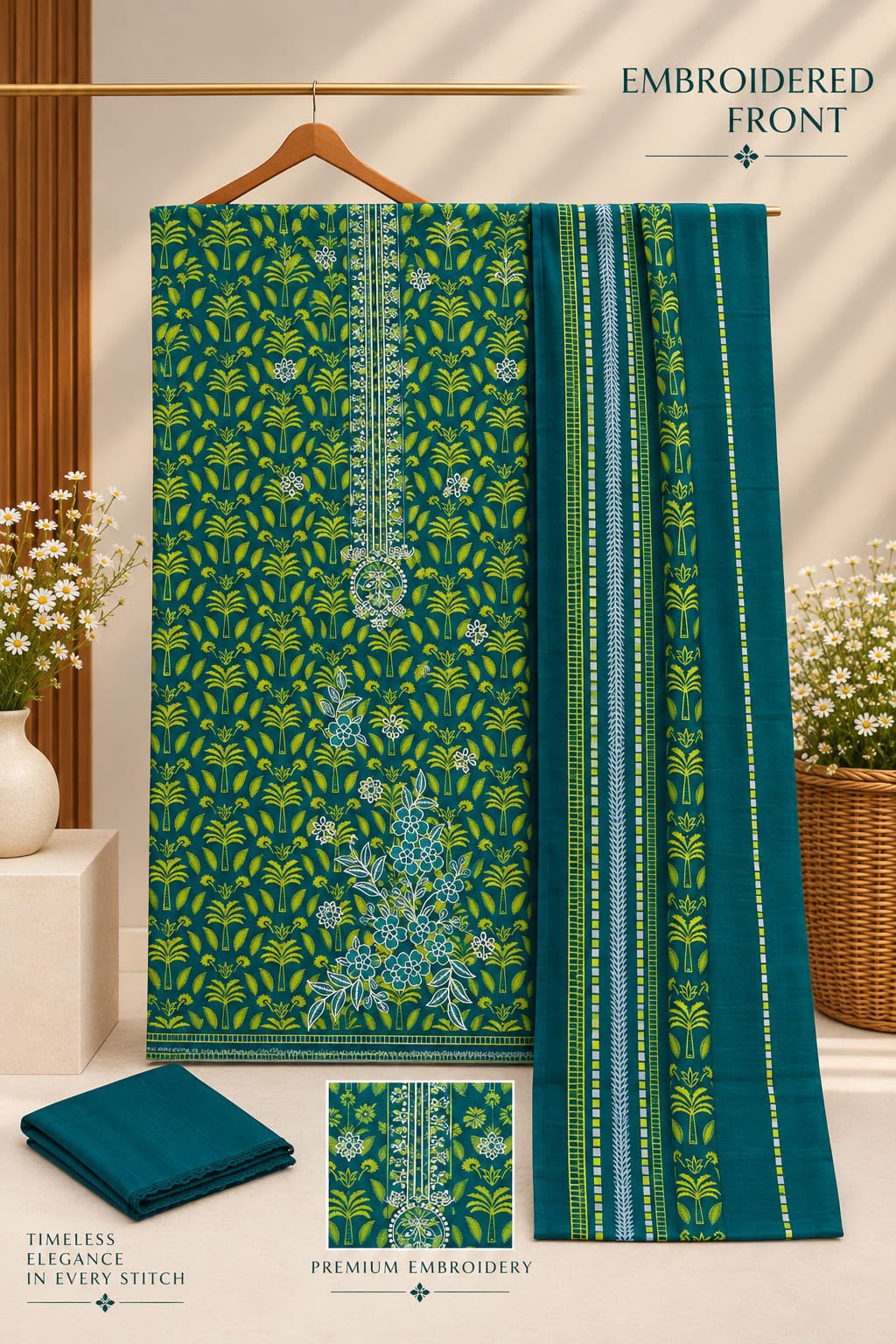 Glamour Embroidered Khaddar 3 Piece Winter Suit – Aladeen Fabrics