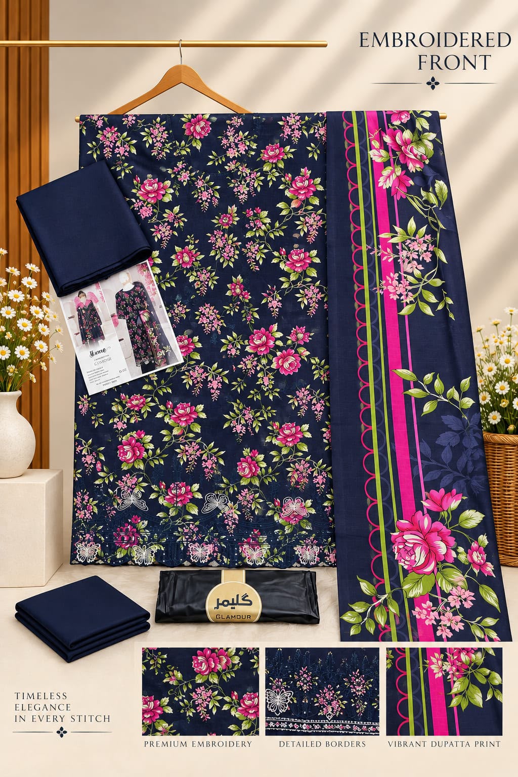 Glamour Embroidered Khaddar 3 Piece Winter Suit – Aladeen Fabrics