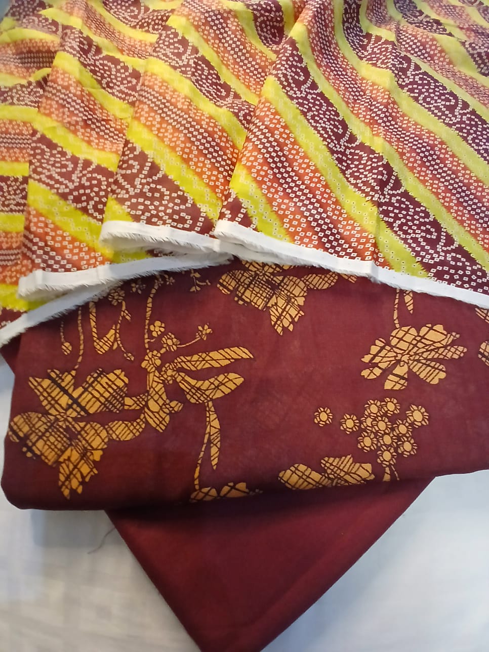 maroon printed lawn suit full dress with floral dupatta and trouser