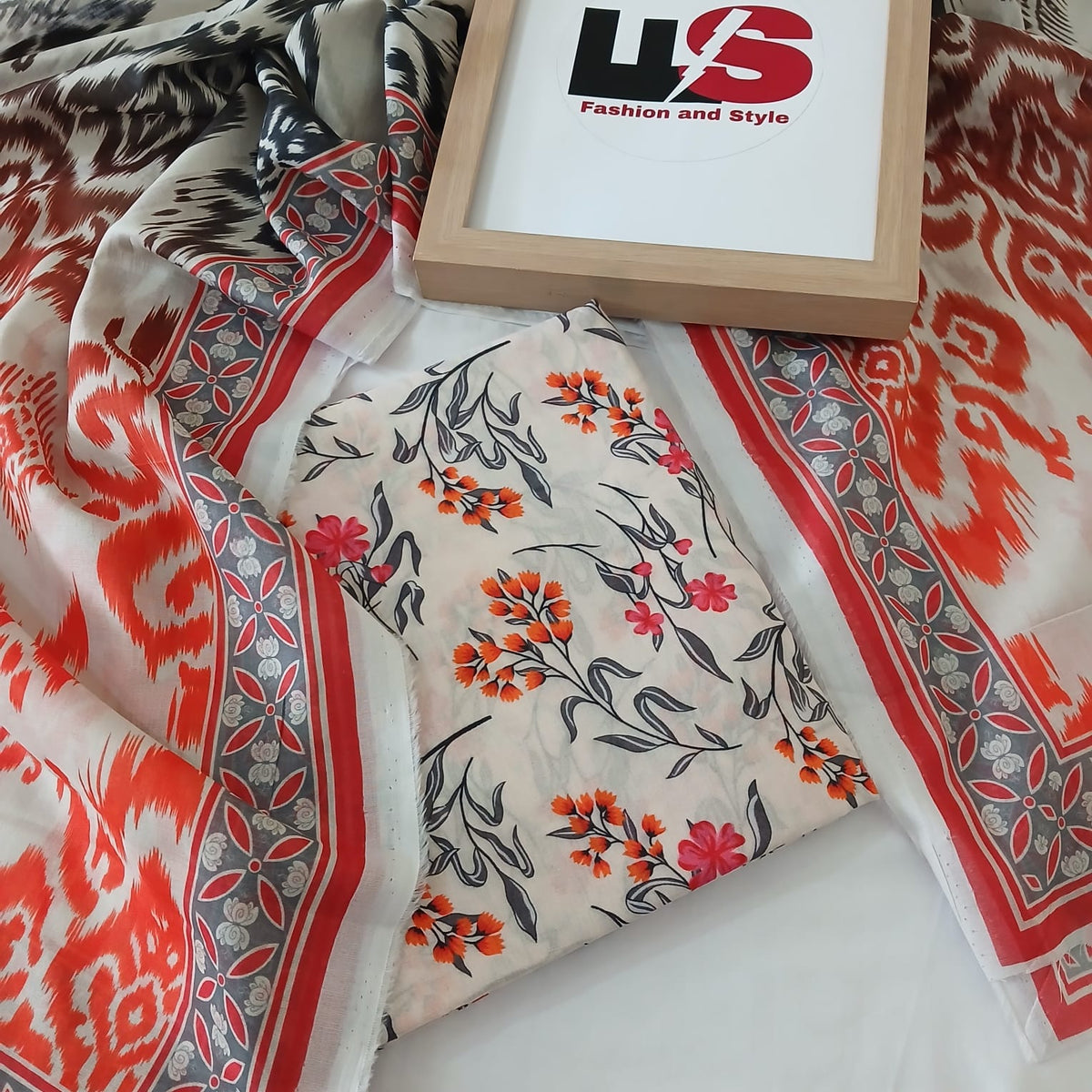 Printed lawn dupatta design matching with shalwar kameez set lightweight fabric